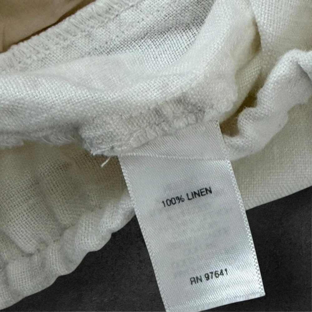 J Jill Love Linen‎ Pants 3X White Elastic Waist Lined Pockets Plus Size